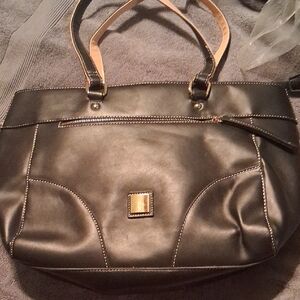 Elegant Black Leather Tote Bag